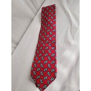 Robert Talbott Louries Red Paisley Silk Tie Hand Sewn Made in USA Mens Necktie